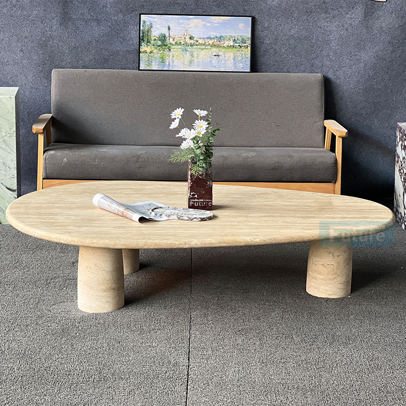 Luxury Wabi-sabi Style Elliptical Top With Low Plinth Beige 