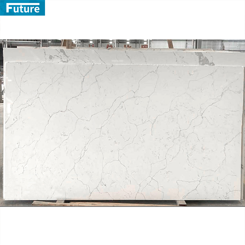 Luxury Pure Grey Veins Printed Quartz Stone Engi