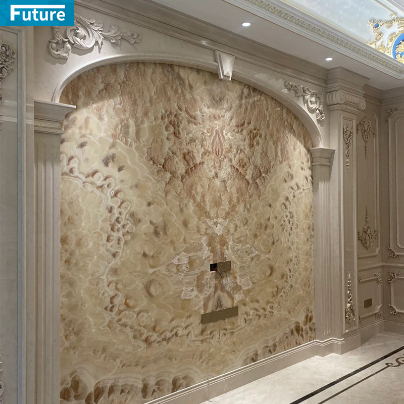 Luxury Style Beige Marble Liner WIth Art Carving for Home Vi