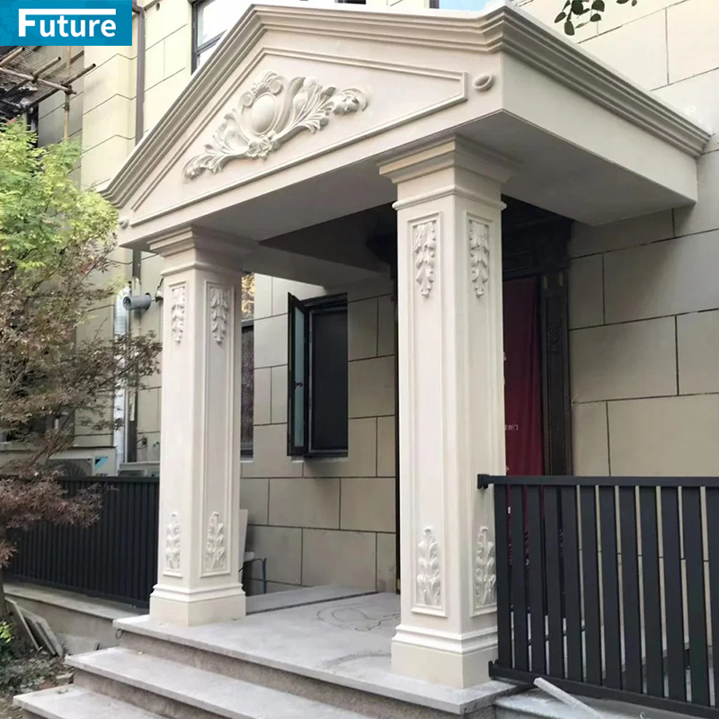 Outdoor Luxury Decorative House Pillars Designs White Marble