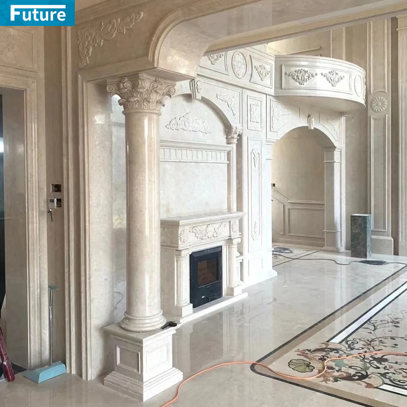 Customize Luxury Modern Design Interior Beige Marble Column 