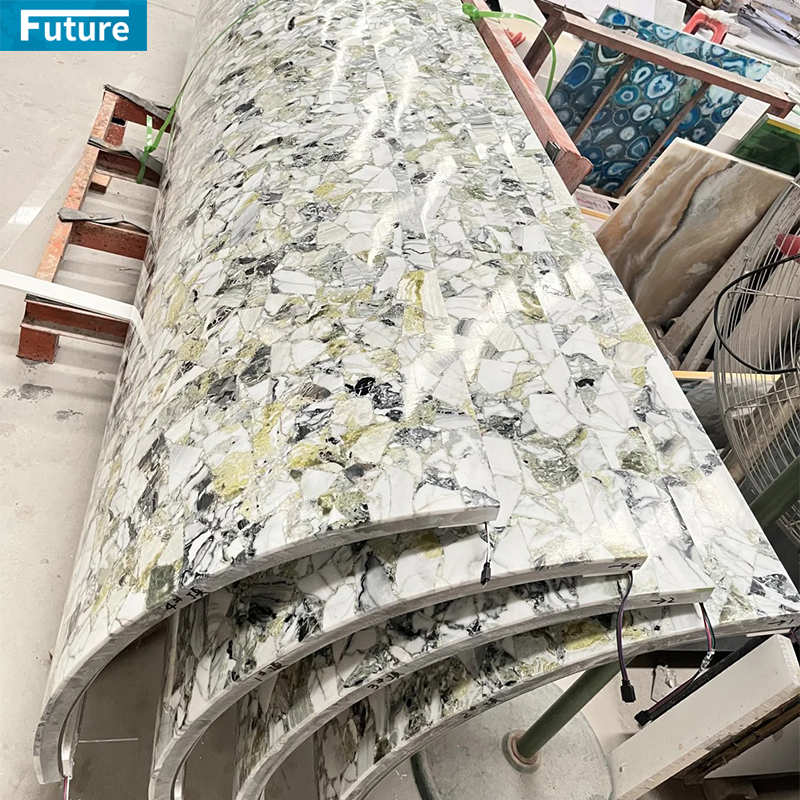 Customize Luxury Natural Calacatta Green Marble Hollow Colum