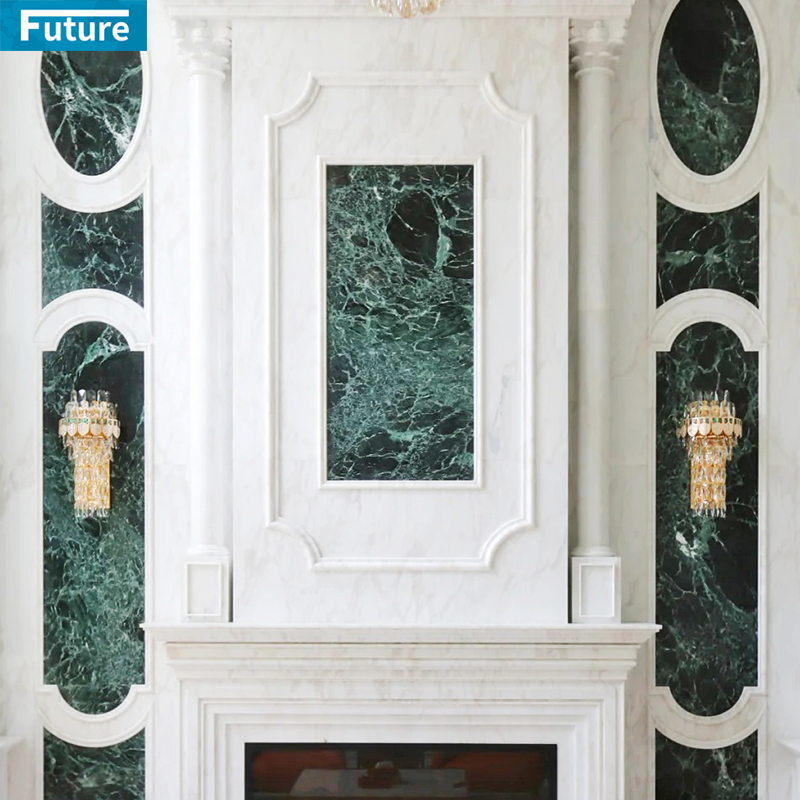 Royal Style Jazz White Marble Liner Tiles With Art Carving f