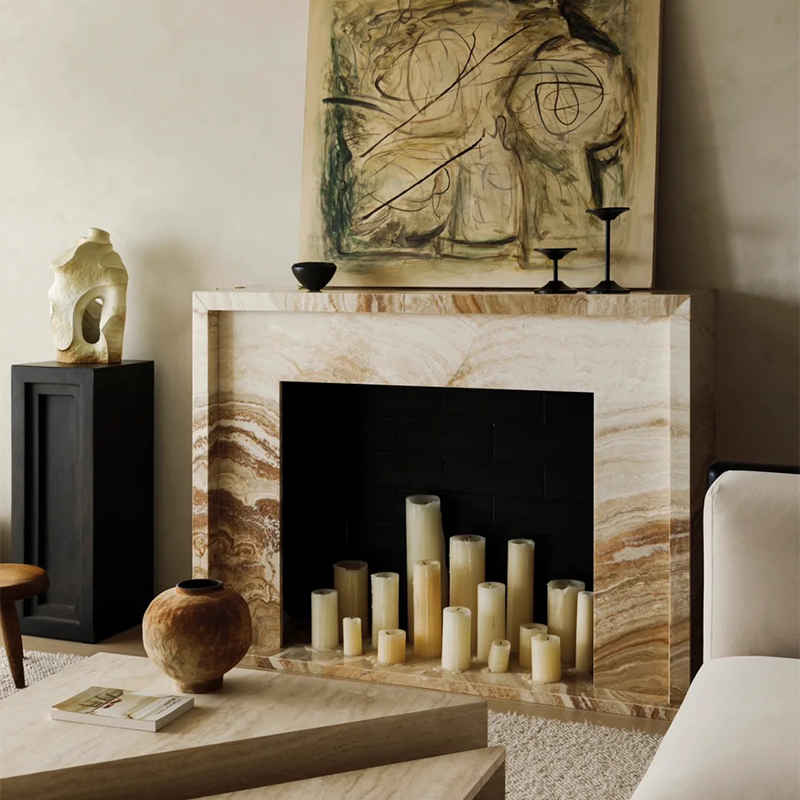Luxury Style Indoor Natural Stone Ctaved Beige Onyx Marble F