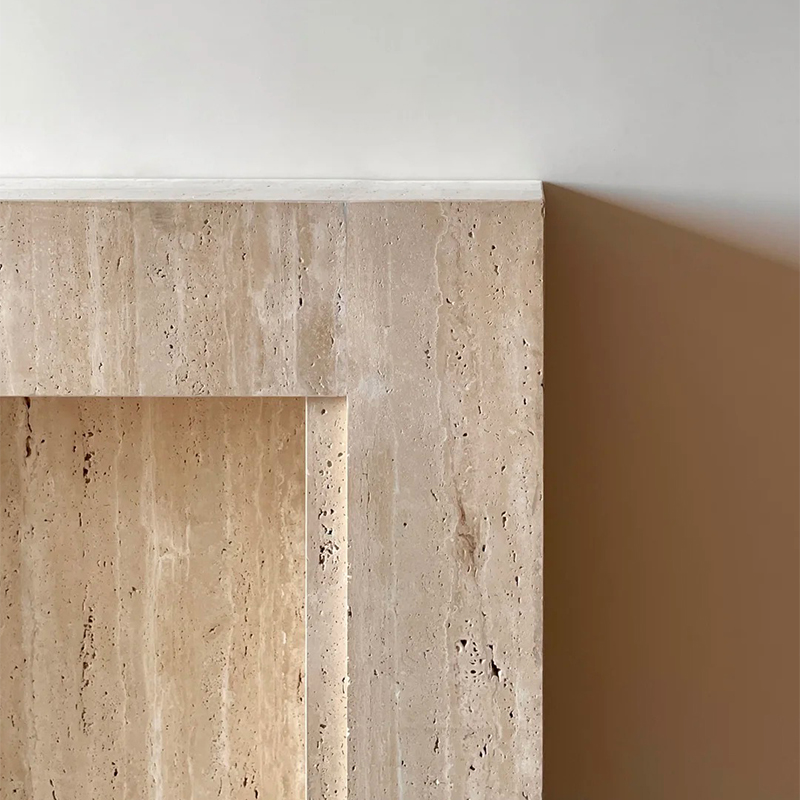 travertine fireplace