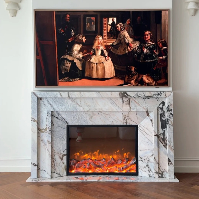Modern Indoor Fireplace Mantel Hand Carved Natur