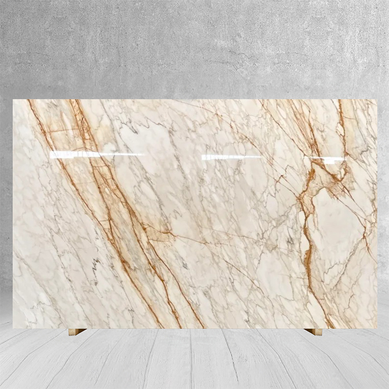 Royal Style Beige Marble Stone with Goled Veins for Villa De
