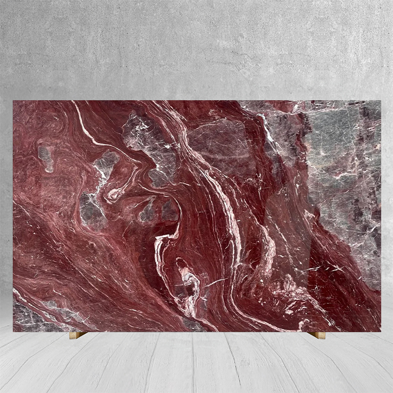 Wholesale Price Natural Red Marble with White Veins Slab Sto