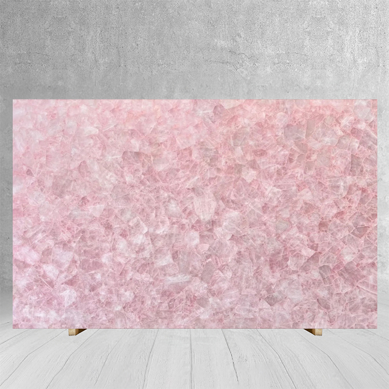 Luxury Light Translucent Pink Krystal Marble Stone Slab for 