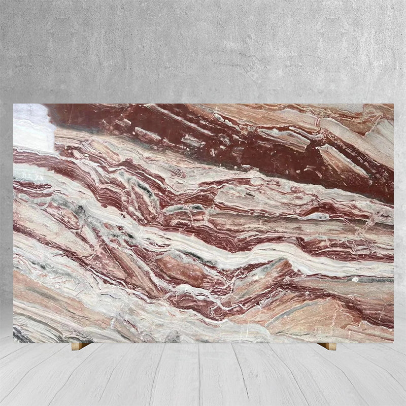 100% Natural Monica Red Marble Stone Slab for Exterior Inter
