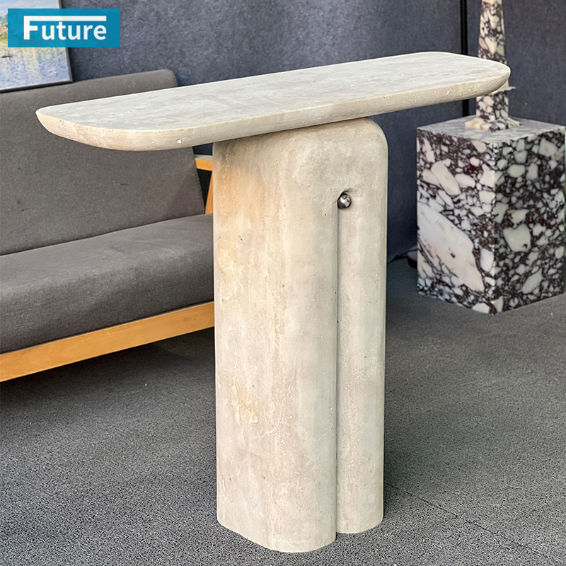 travertine console table
