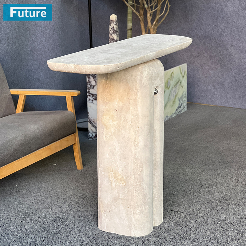 travertine console table