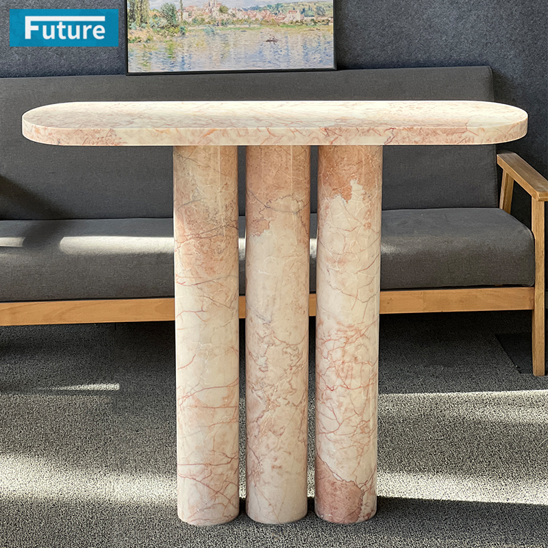 Luxury Modern Style Pink Rose Marble Console Tab