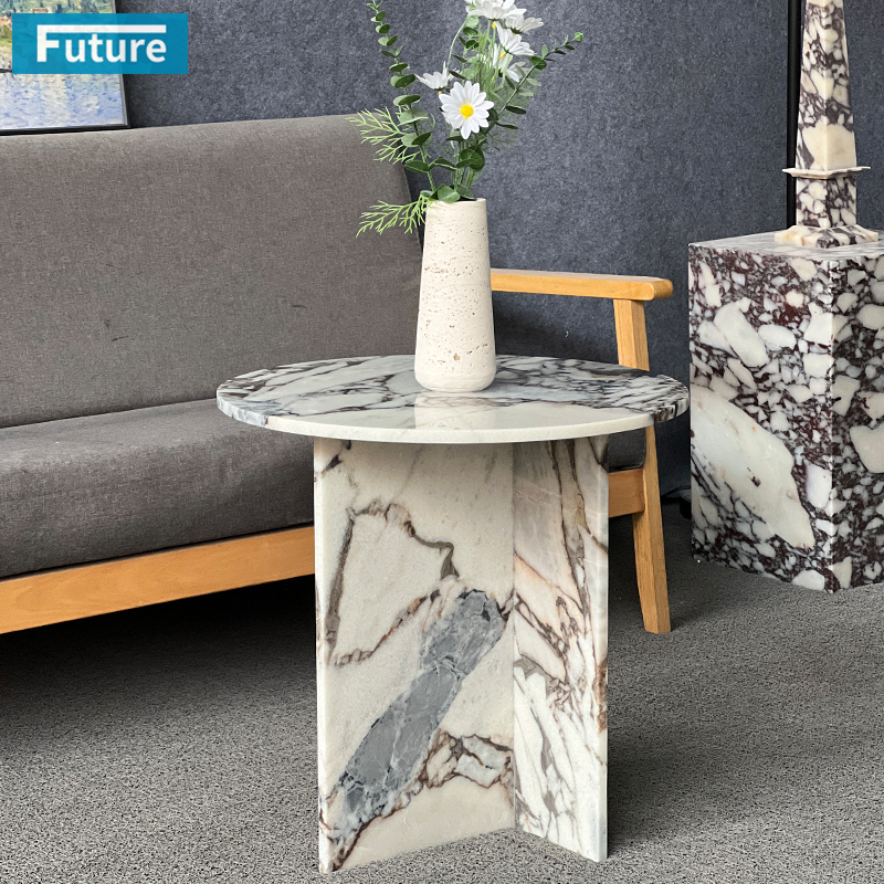 Elephant White Marble Side Tea Table