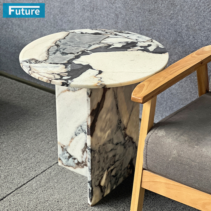Elephant White Marble Side Tea Table