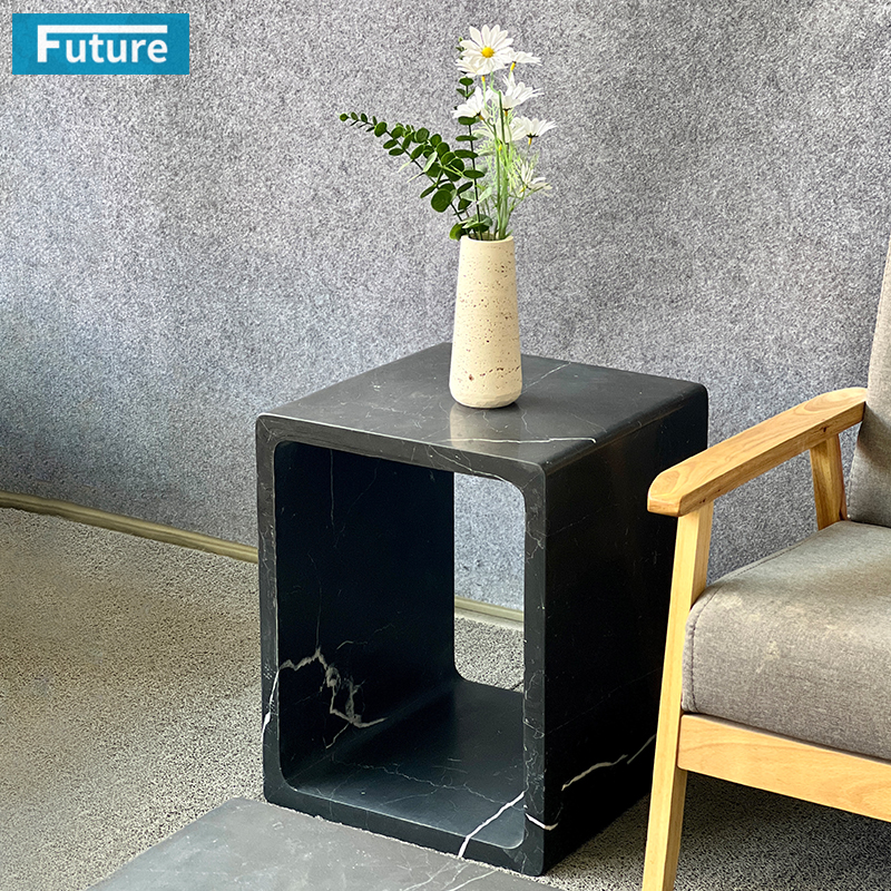 Black Marqulina Marble Side Tea Table
