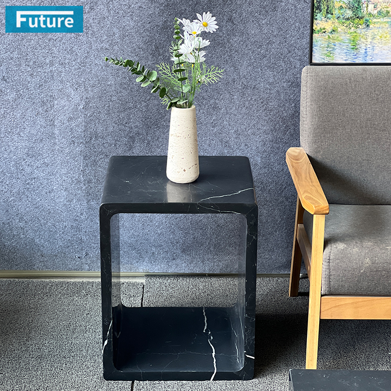 Black Marqulina Marble Side Tea Table