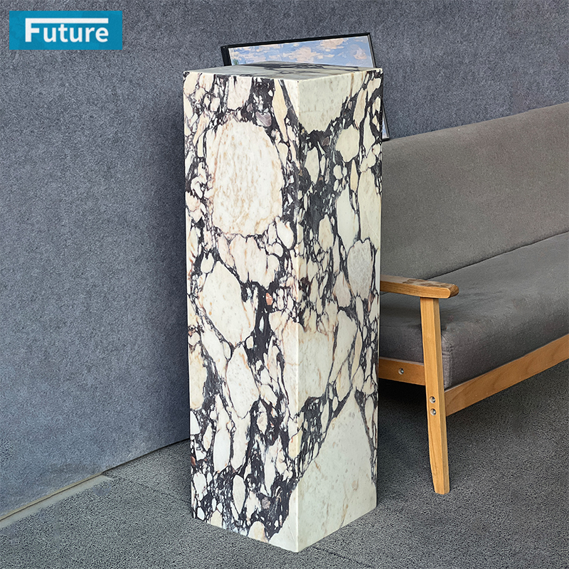 Luxury Style Cuboid Shpae Calacatta Viola Marble Side Table 