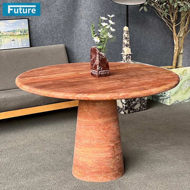 Red Travertine Dining Table