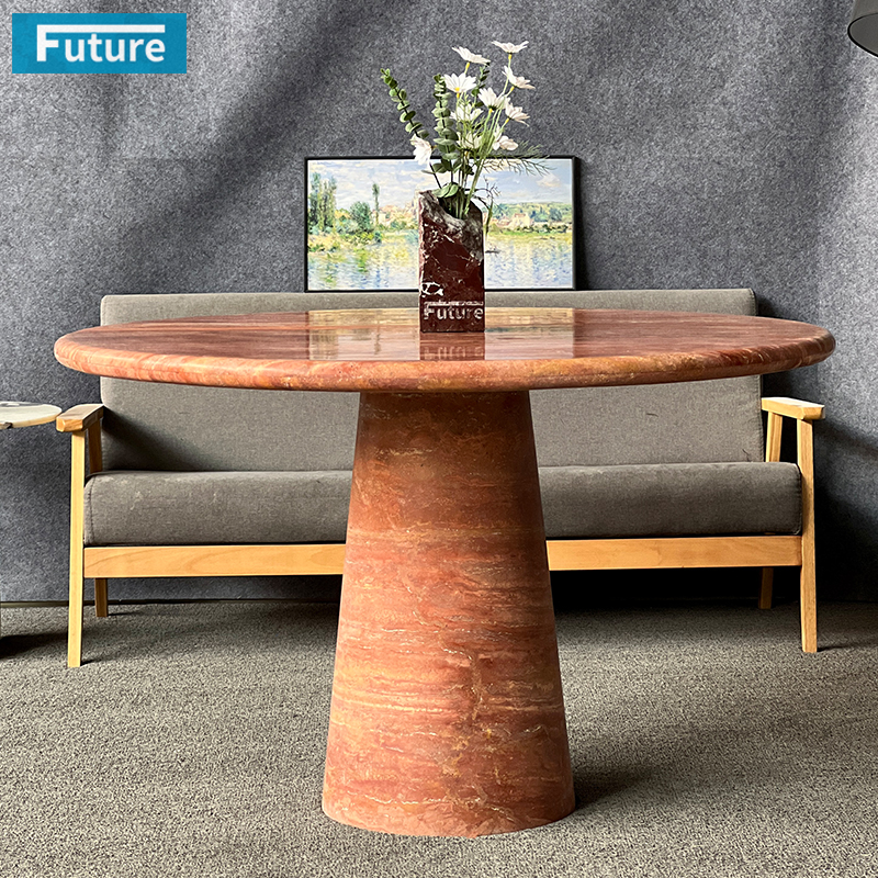 Red Travertine Dining Table
