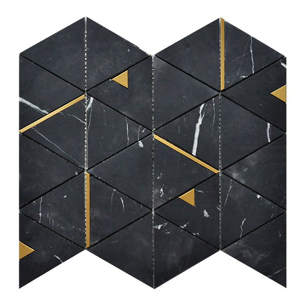 Modern Luxury Nature Black Marble Water Jet Floral Pattern I