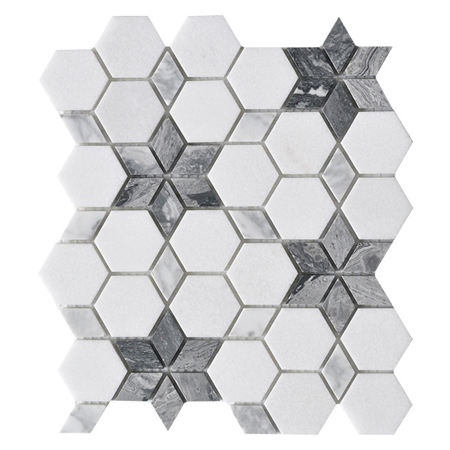 Modern Style Star Circle Iridescent Metal Inkjet Mosaic Tile