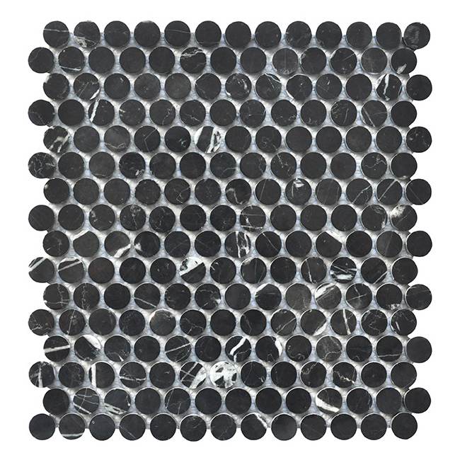 Luxur Natural Black Green White Brown Marble 34 Inch Penny R