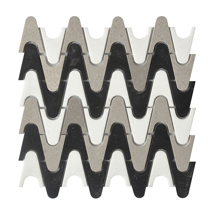 Modern 3D Aluminum Irregular White Marble Mosaic