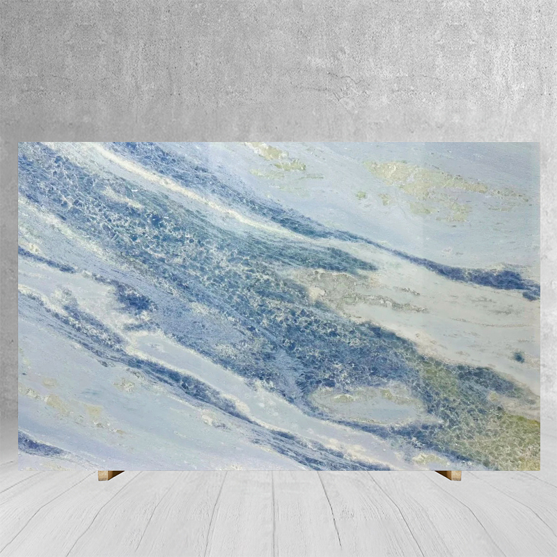Crystal Blue Marble Slabs Translucent Blue Sky Marble Tiles 