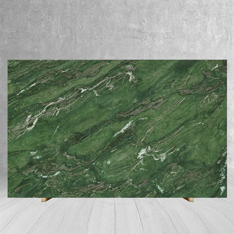 Natural Stone Luxury Customiz Size Dark Green Marble Slab fo