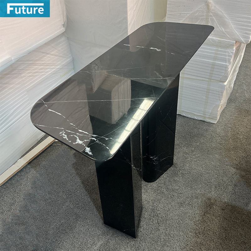 Nero Black Marqulina Marble Console Table
