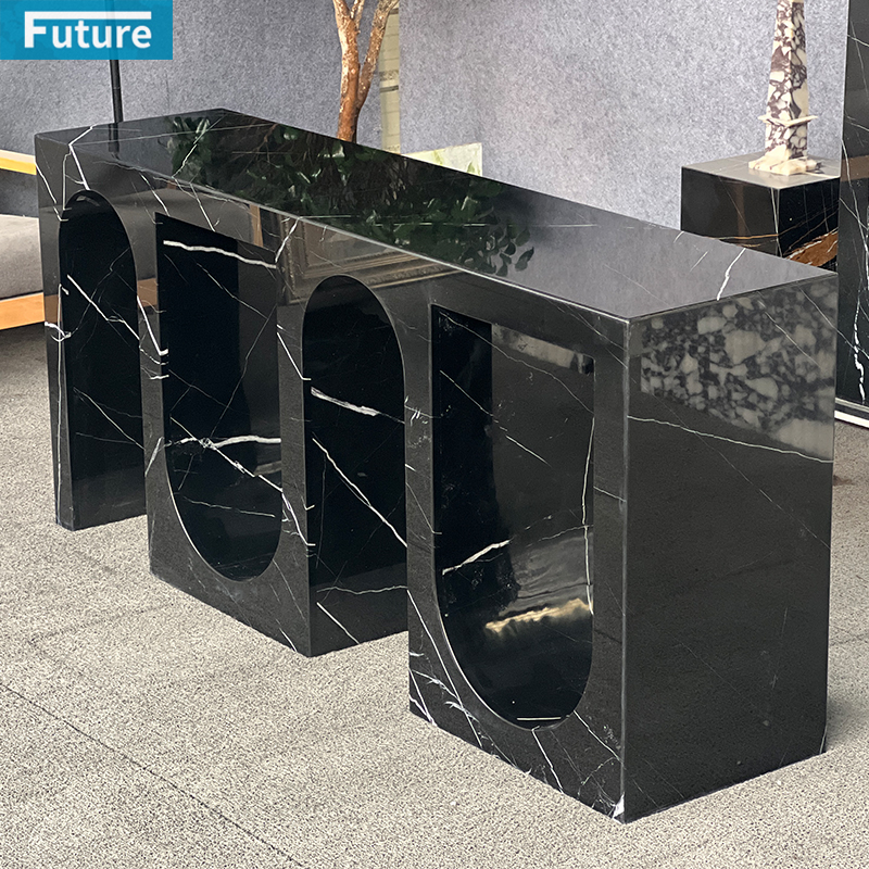 Nero Black Marqulina Marble Console Table