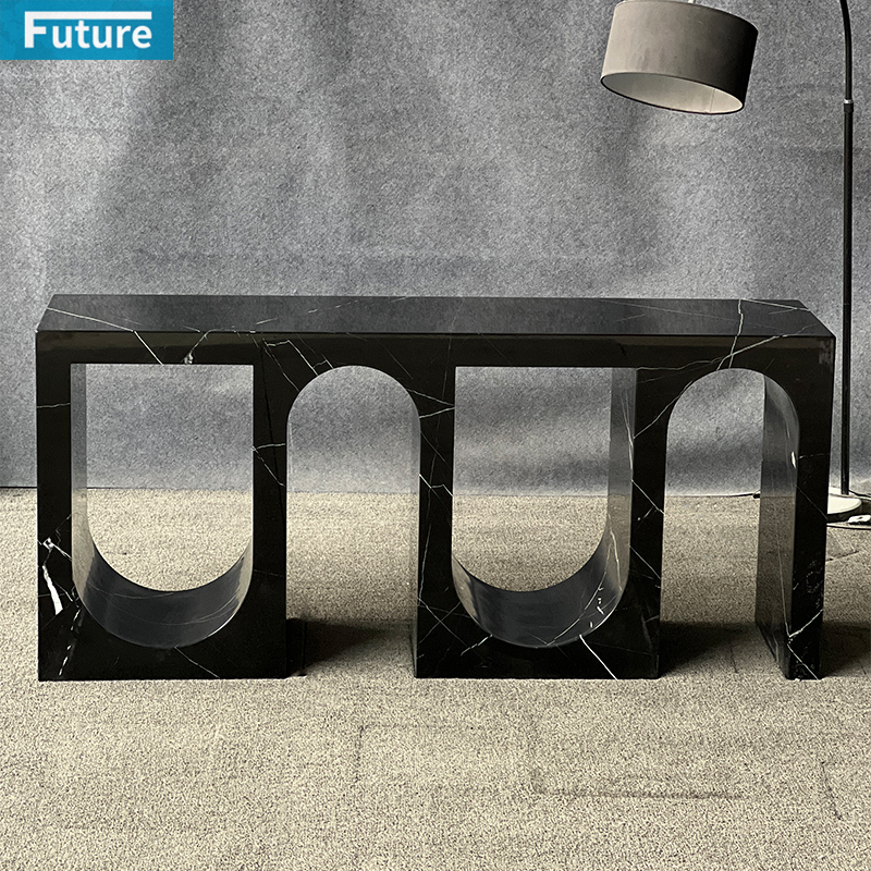 Nero Black Marqulina Marble Console Table