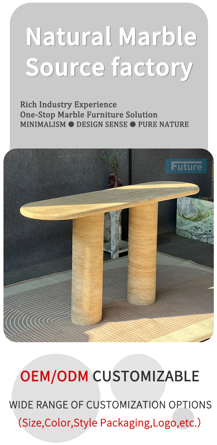Beige Travertine Console Table