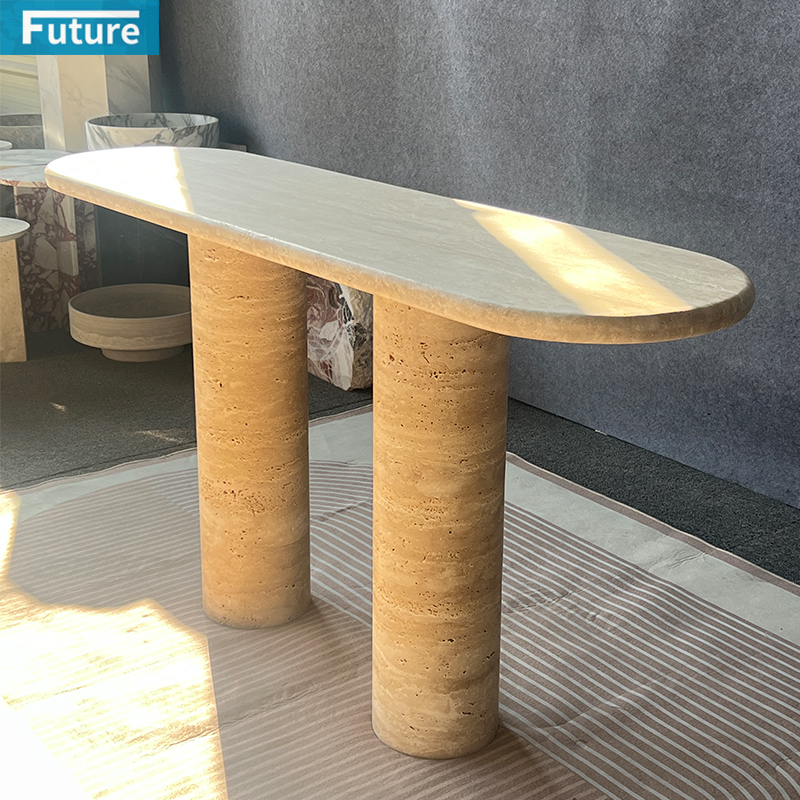 Beige Travertine Console Table