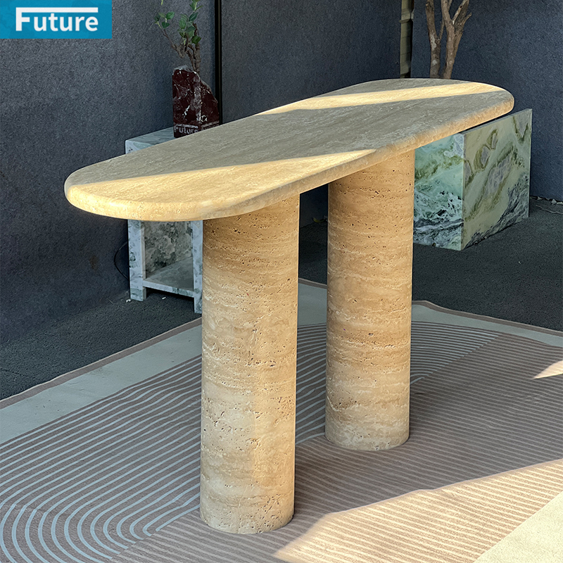 Beige Travertine Console Table