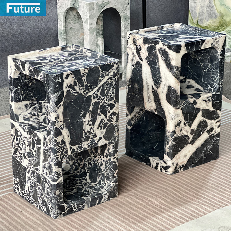 Calacatta Black Marble Side Table