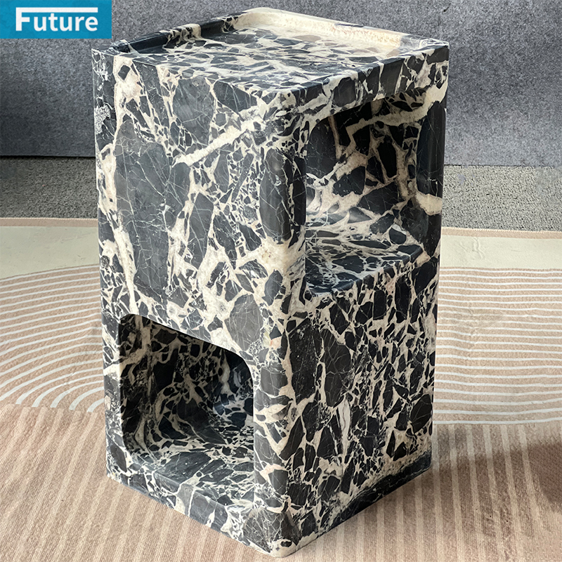 Calacatta Black Marble Side Table