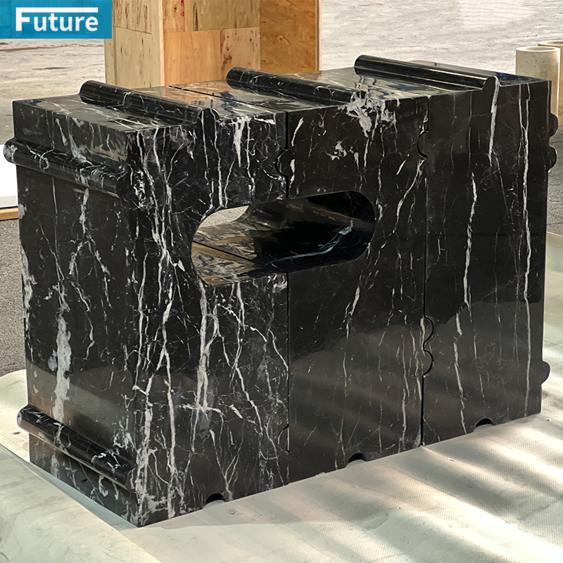 Black Marqulina Marble Side Table