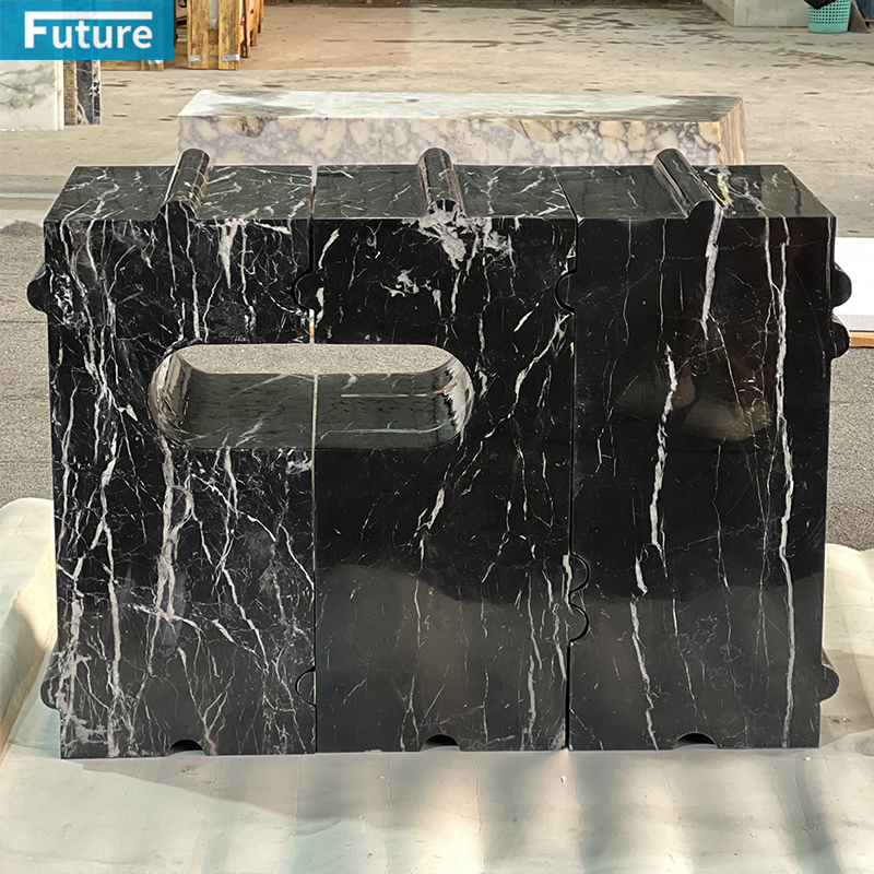 Black Marqulina Marble Side Table