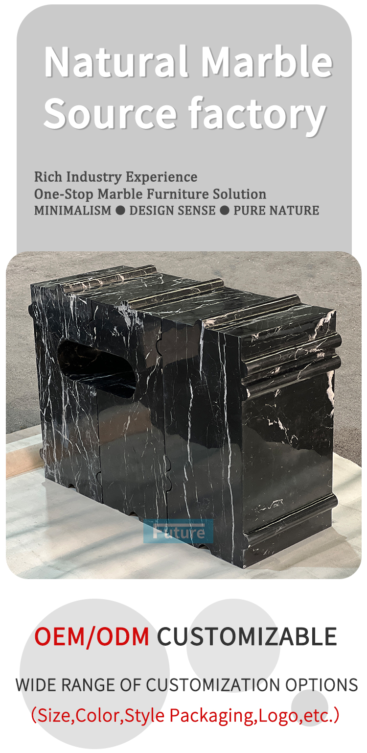 Black Marqulina Marble Side Table