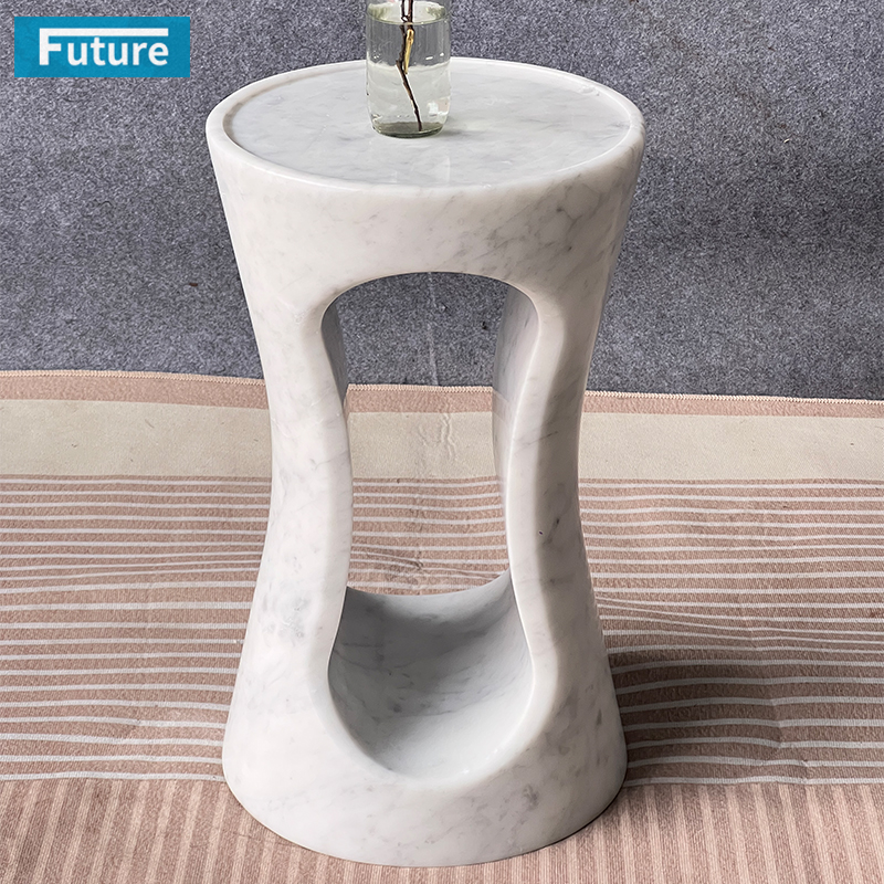  Carrara White Marble Side Table