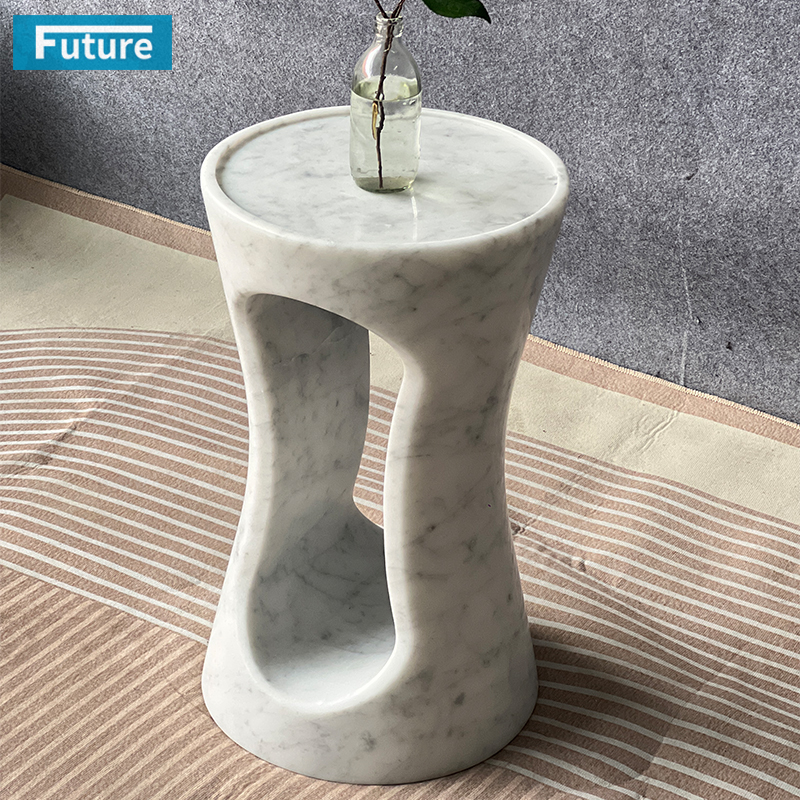  Carrara White Marble Side Table