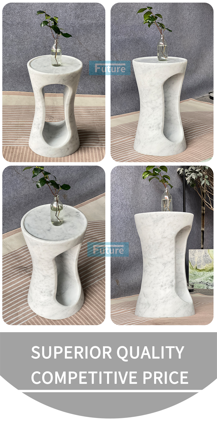  Carrara White Marble Side Table
