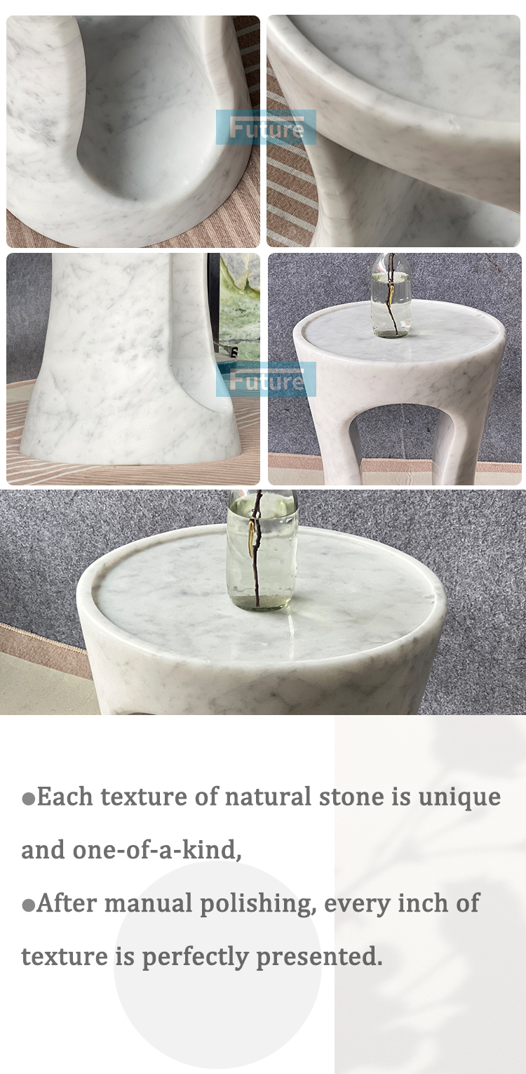 Carrara White Marble Side Table