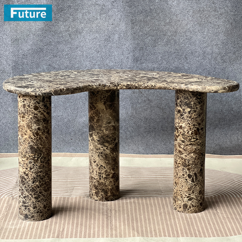Dark Brown Marble Side Table