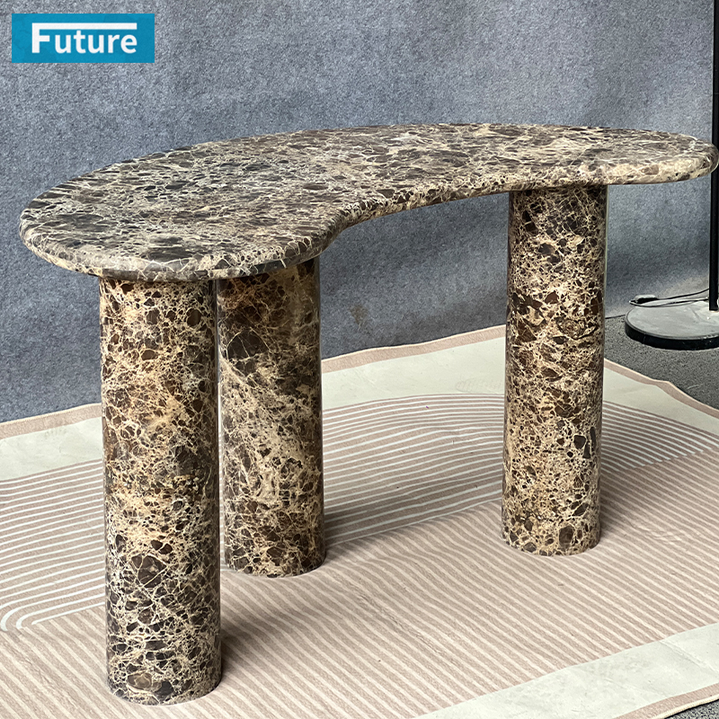 Dark Brown Marble Side Table