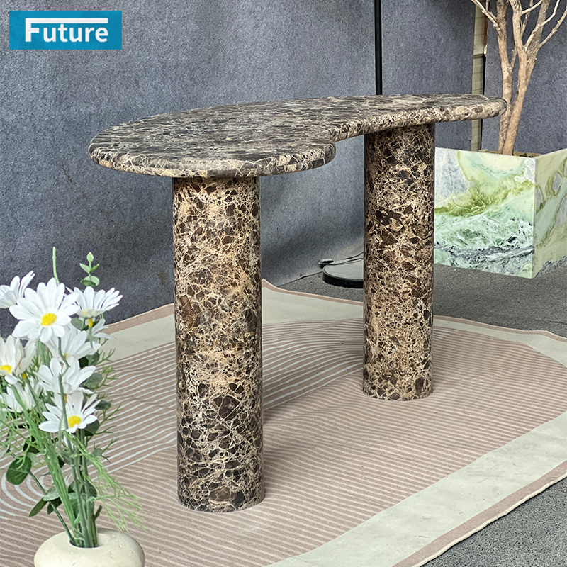 Dark Brown Marble Side Table