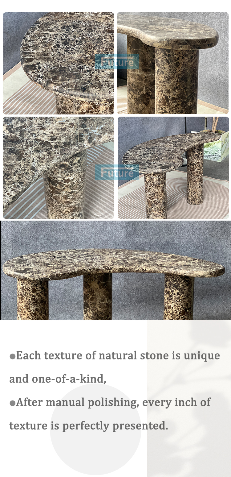 Dark Brown Marble Side Table