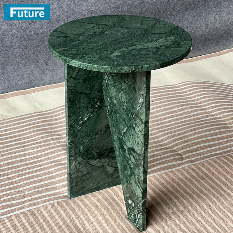 Natural Stone Round Top Verde Green Marble Side Table Tea Ta